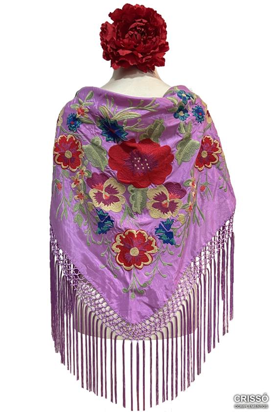 MANTÓN AGATA MALVA CON ROJO
